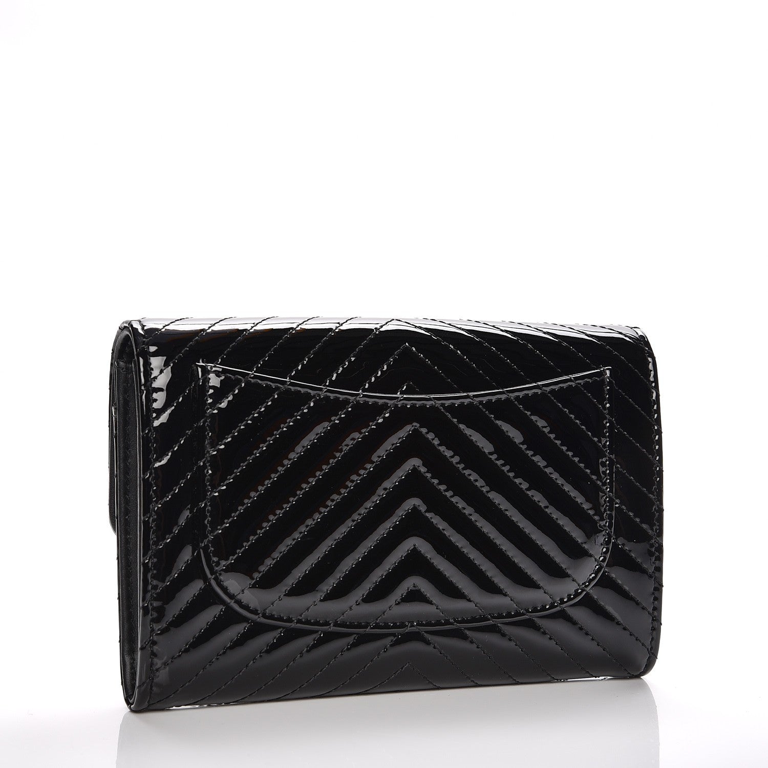 Chanel Patent Chevron Quilted Small Flap Wallet Black 3 of 9