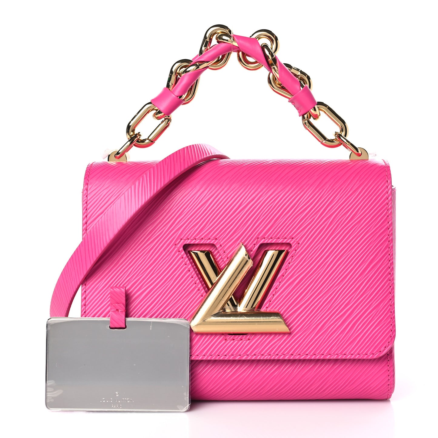 Epi Twist Braided Chain Shoulder Bag PM Rose Miami Pink