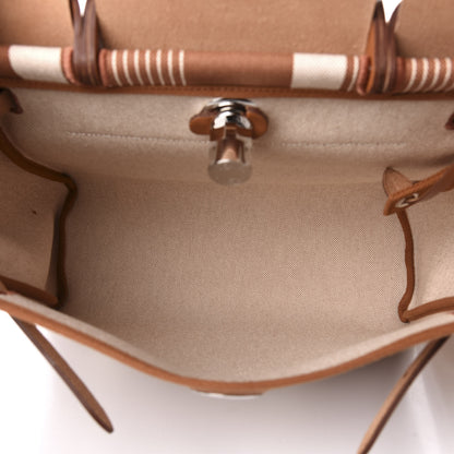Hermes Vache Hunter Toile H Vibration Herbag Zip Retourne 31 PM Fauve Ecru Beige 6 of 13