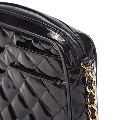 Chanel Patent Quilted Camera Case Black 10 of 17