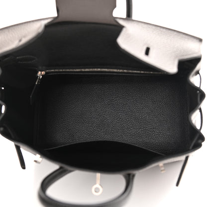 Hermes Togo Horseshoe Birkin 25 Etain Black 5 of 11