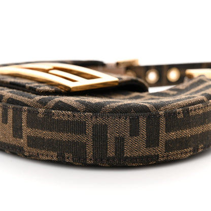 Fendi Fabric Jacquard FF 1974 Mini Cookie Hobo Bag Tobacco Moro 10 of 11