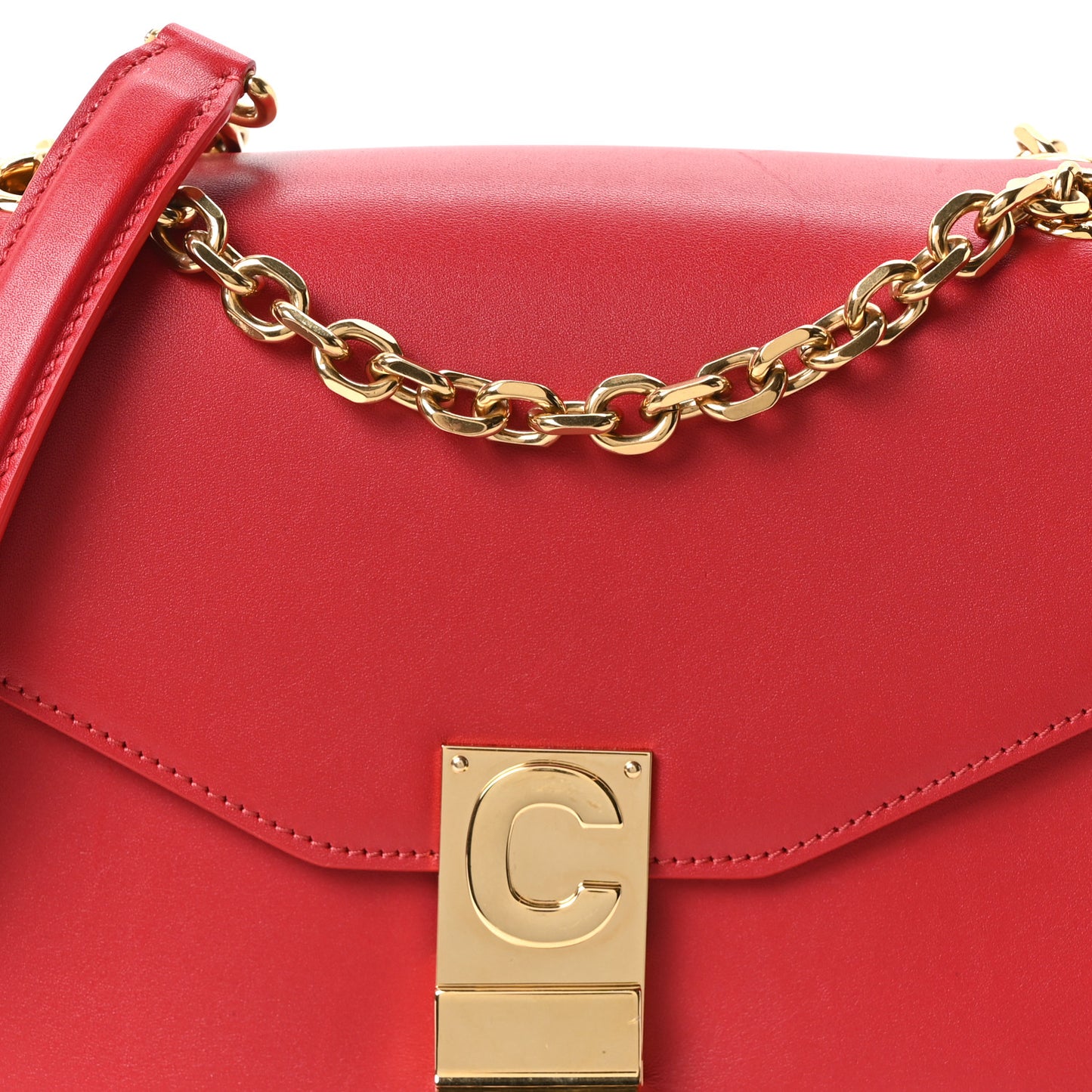 Shiny Calfskin Medium C Bag Red