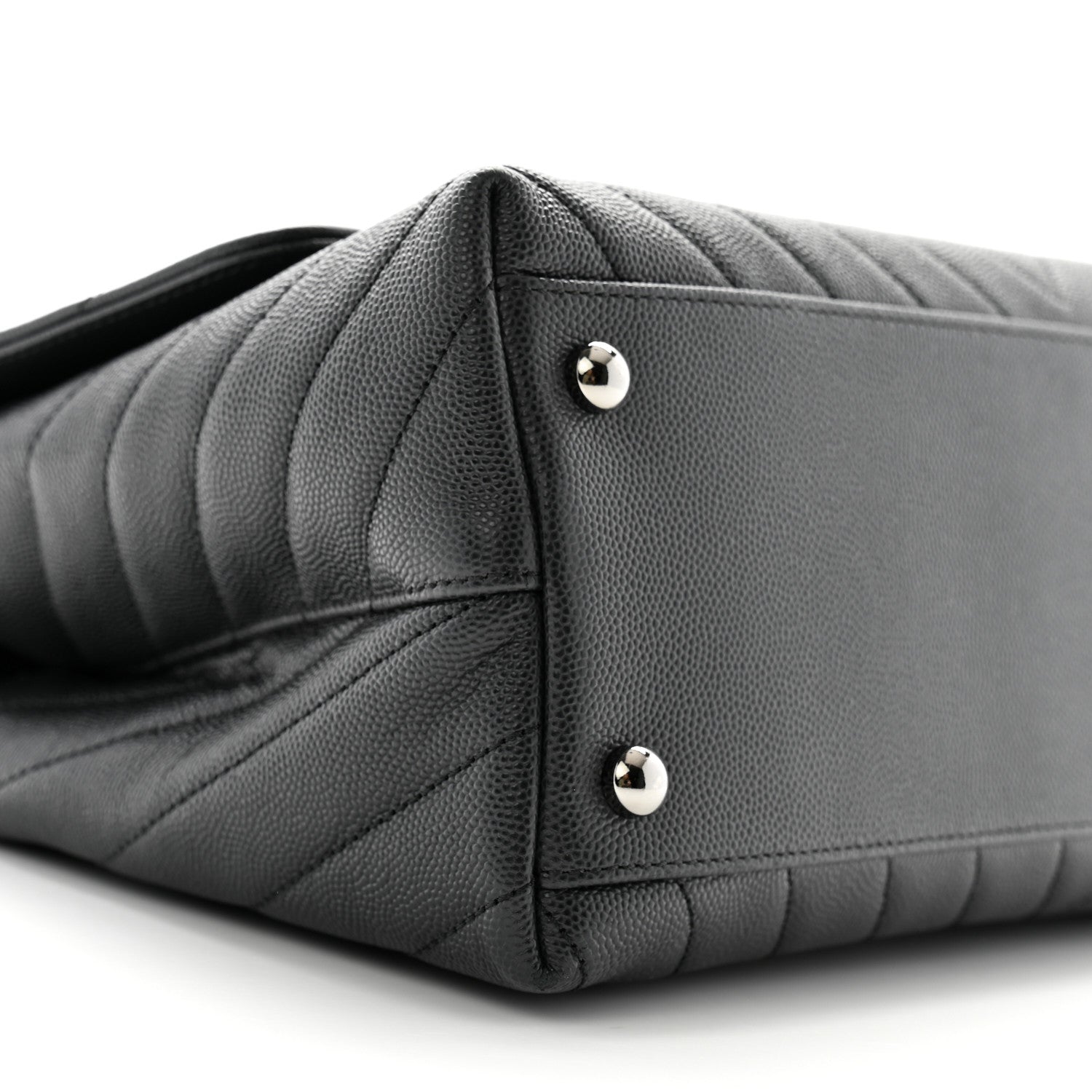 Chanel Caviar Chevron Quilted Small Coco Handle Flap Dark Grey 9 of 12