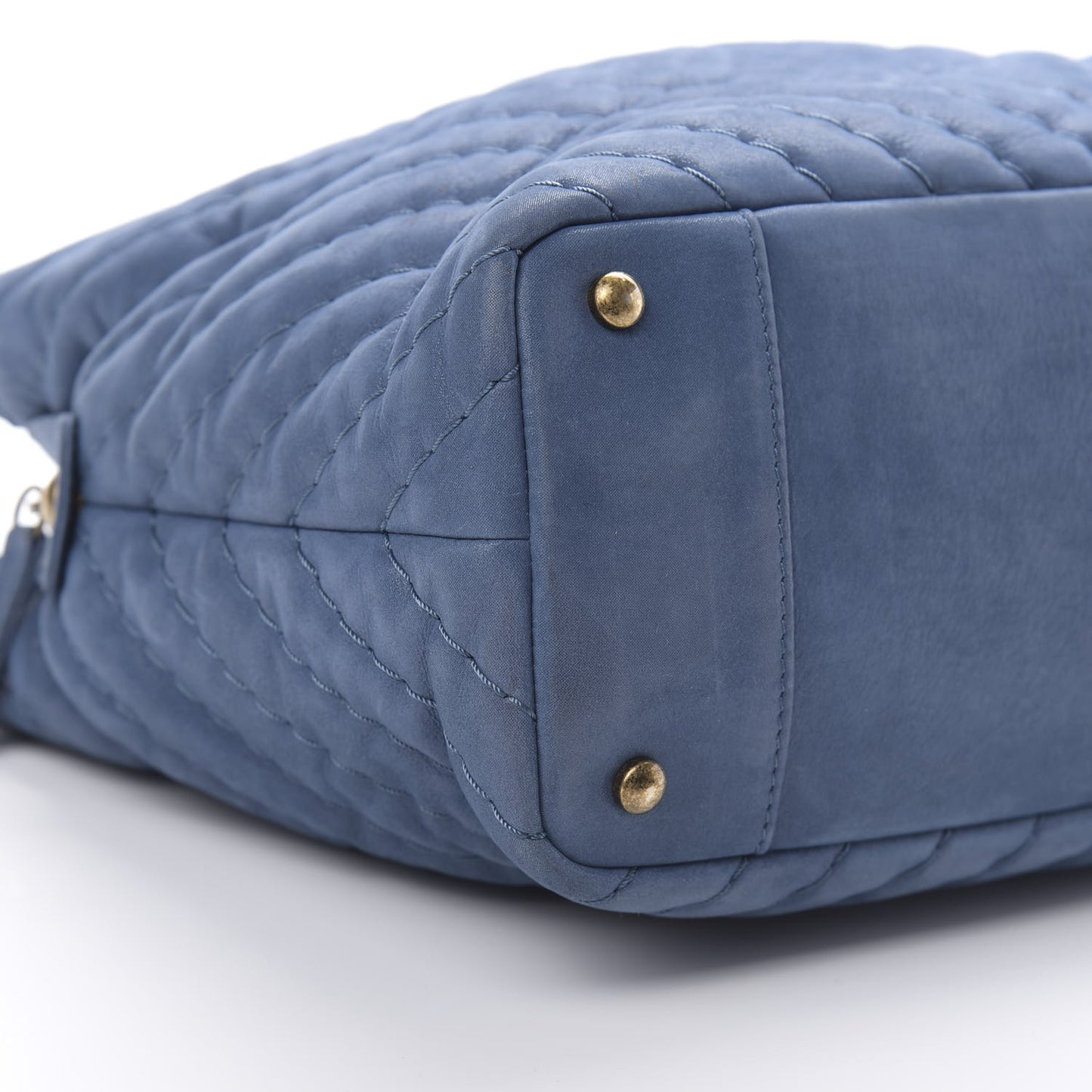 Iridescent Calfskin Surpique Chevron Tote Blue