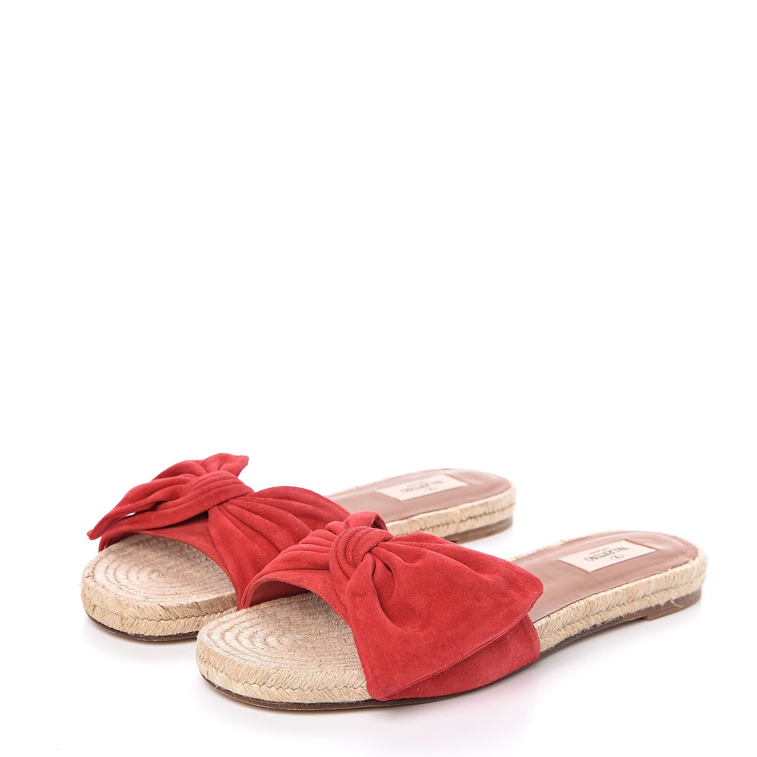 Valentino Garavani Suede Tropical Bow Espadrille Flat Slide Sandals 41 Rosso Valentino 3 of 10
