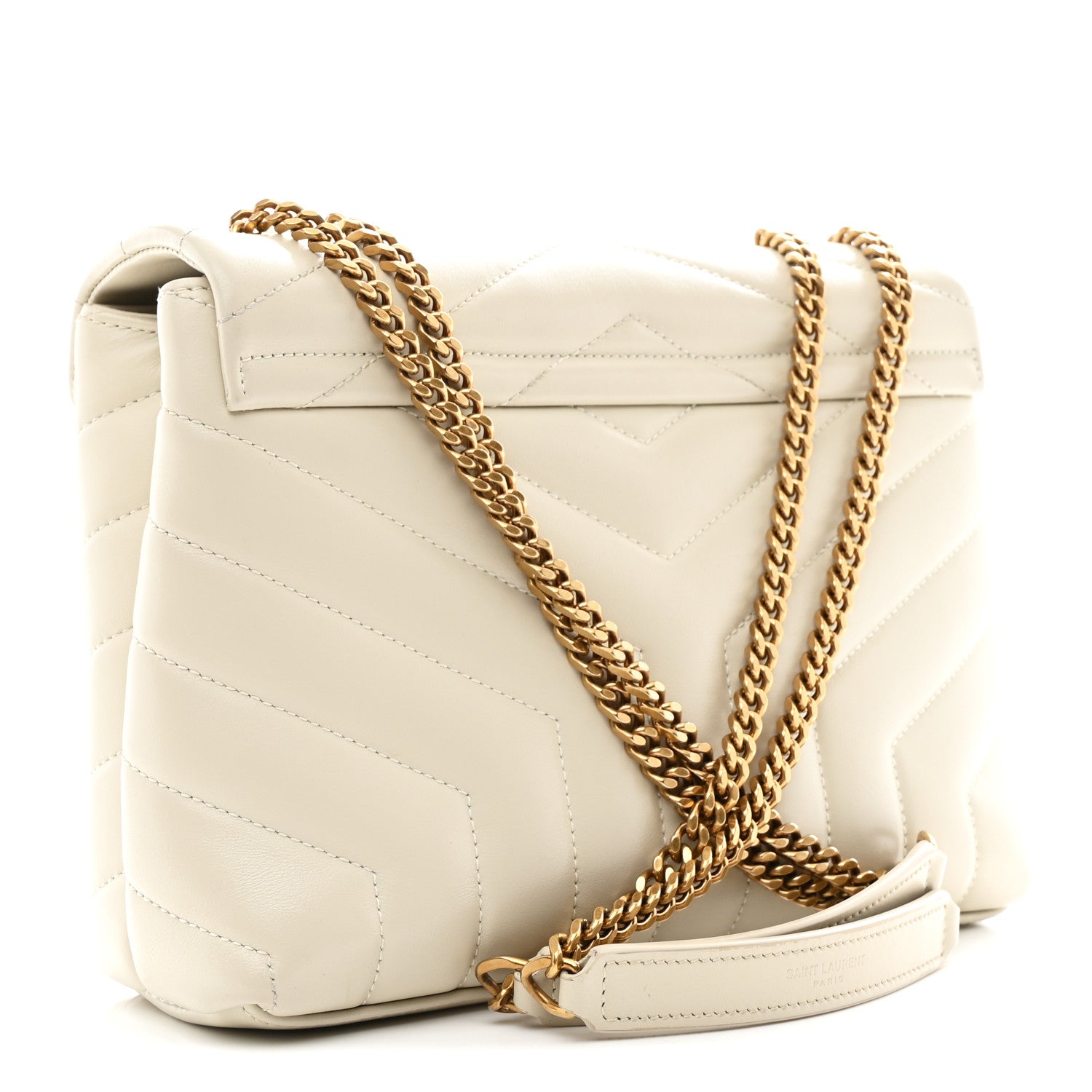Saint Laurent Calfskin Y Quilted Monogram Small Loulou Chain Satchel Ivory 2 of 11