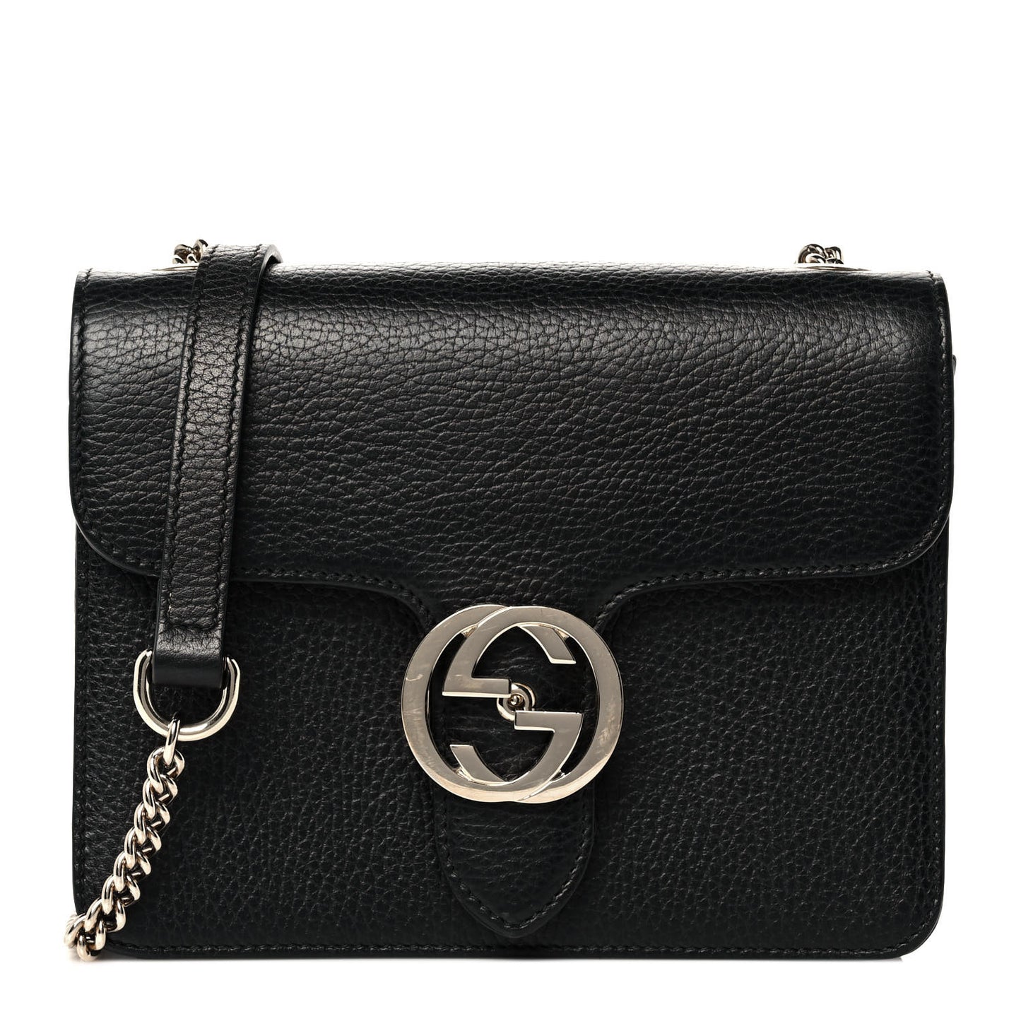 Dollar Calfskin Small Interlocking G Shoulder Bag Black