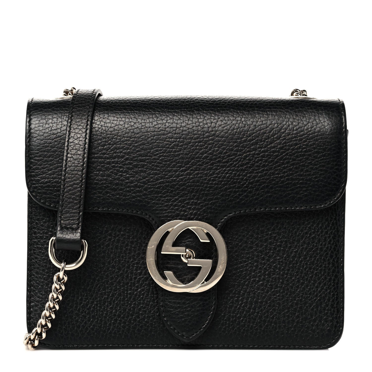 Gucci Dollar Calfskin Small Interlocking G Shoulder Bag Black 1 of 9