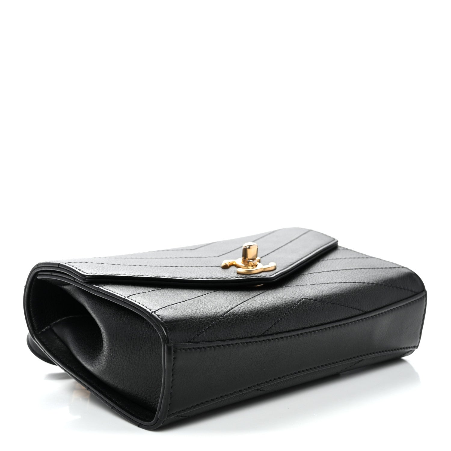 Chanel Calfskin Chevron Stitched Coco Waist Bag Black 4 of 10