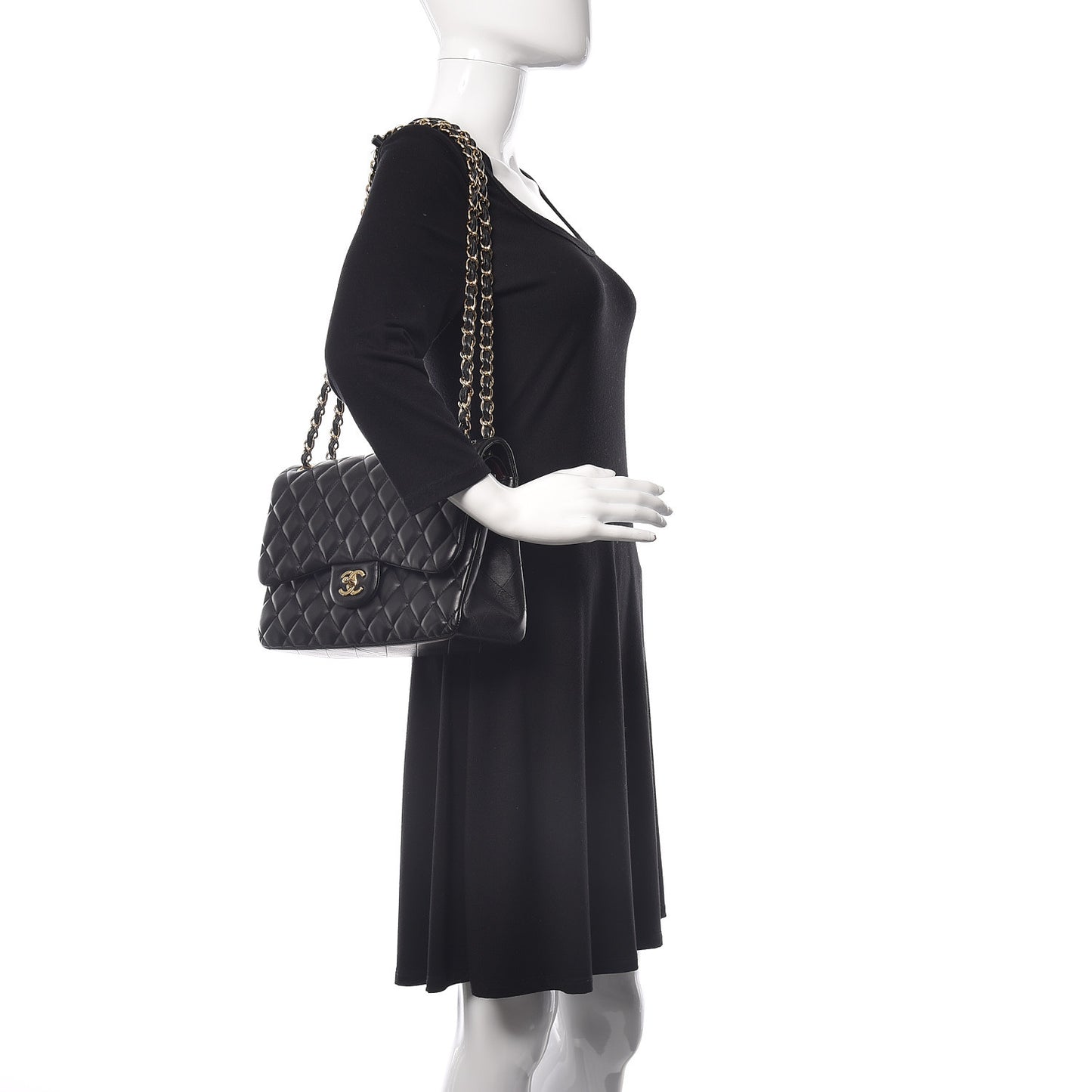 Lambskin Quilted Jumbo Double Flap Black