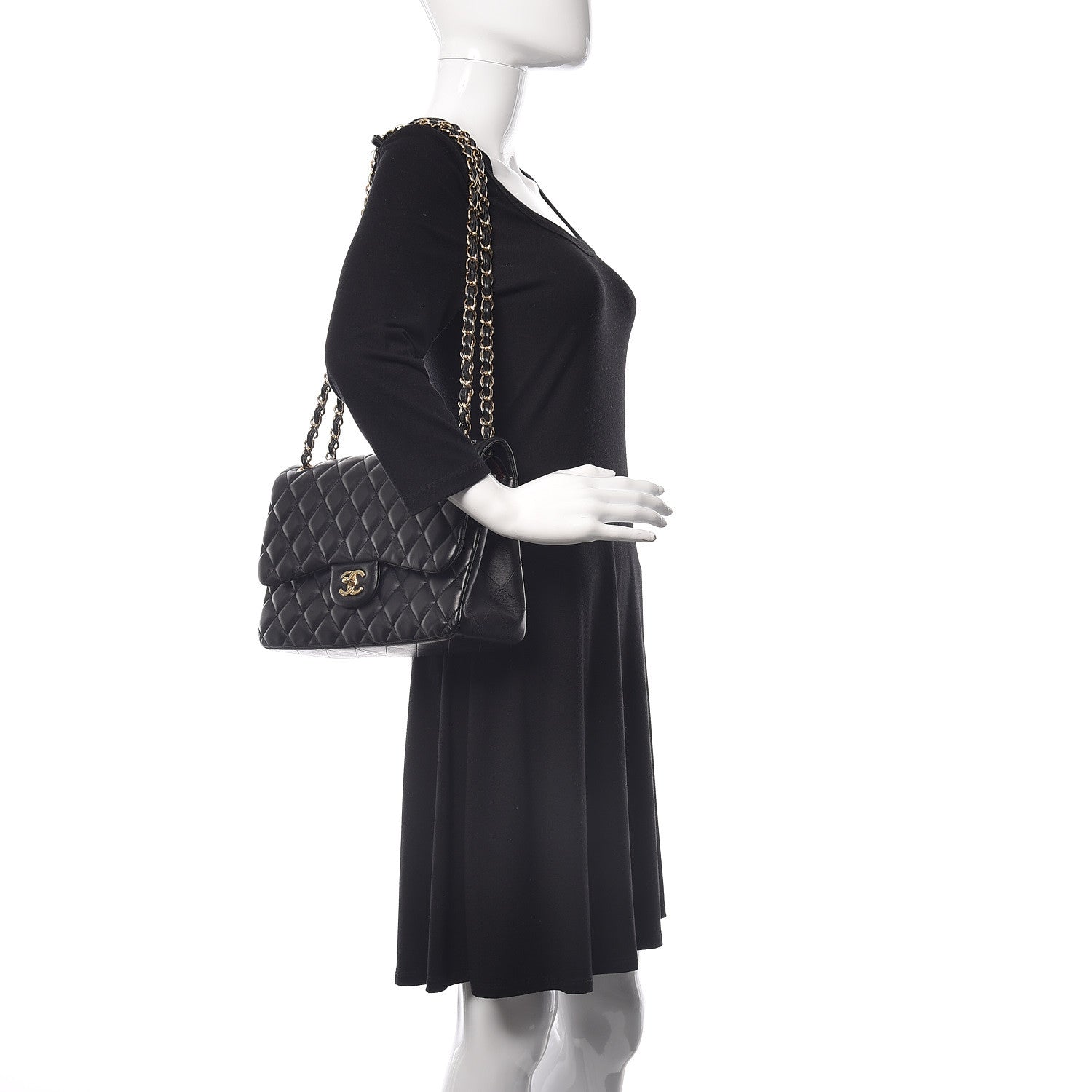 Chanel Lambskin Quilted Jumbo Double Flap Black 2 of 16
