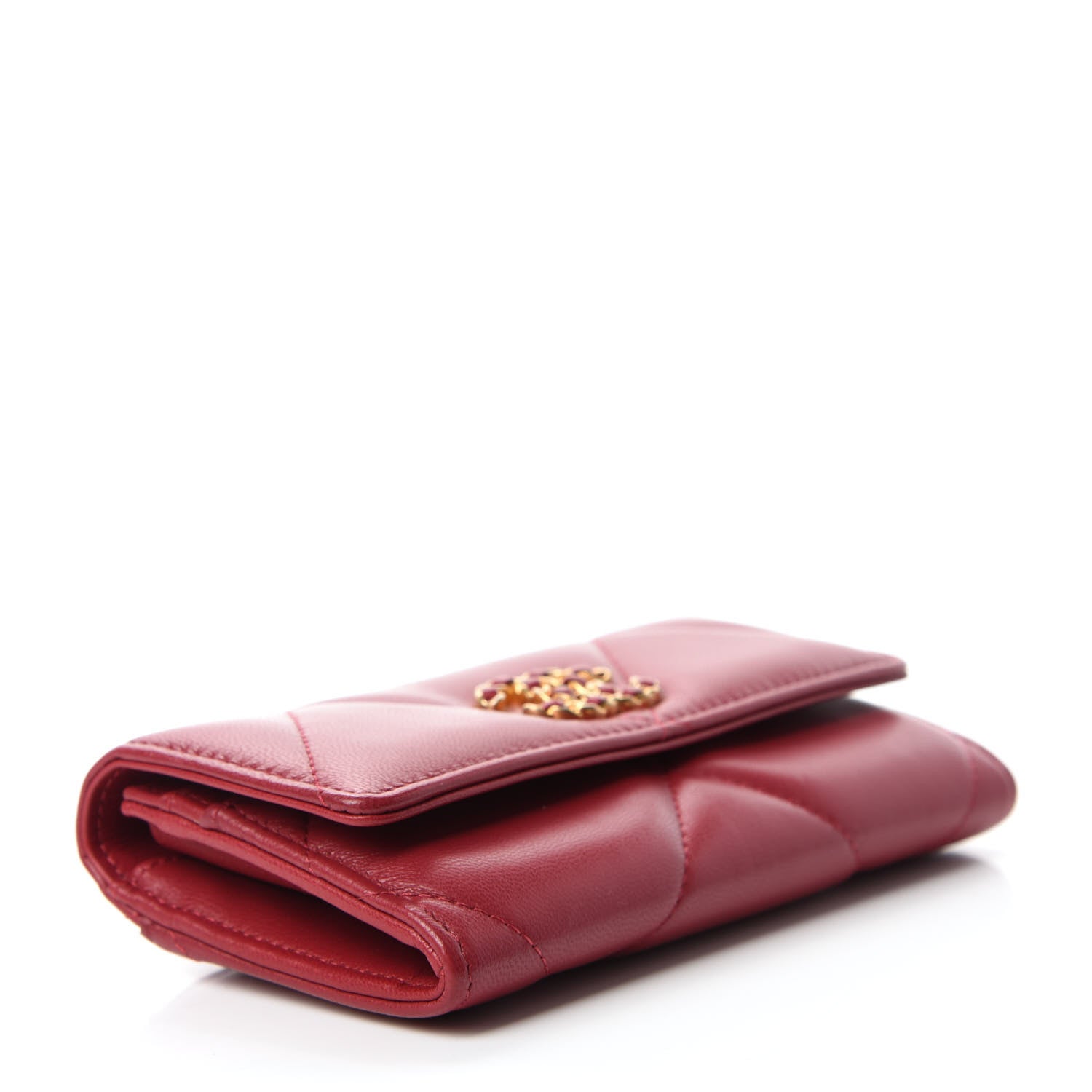 Chanel Goatskin Quilted Chanel 19 Flap Wallet Red 4 of 8