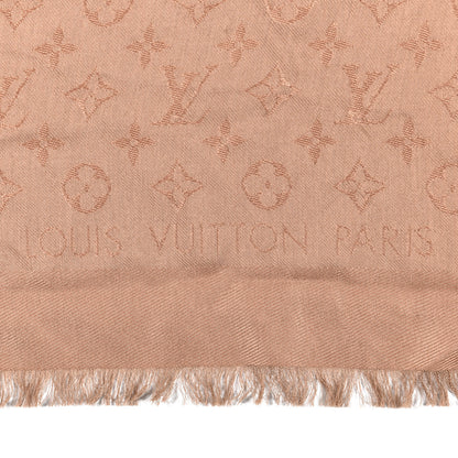 Louis Vuitton Silk Wool Monogram Denim Shawl Rose 2 of 4