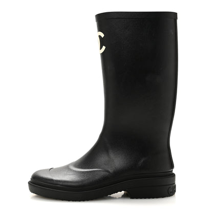 Chanel Caoutchouk CC High Boots 37 Black 1 of 9