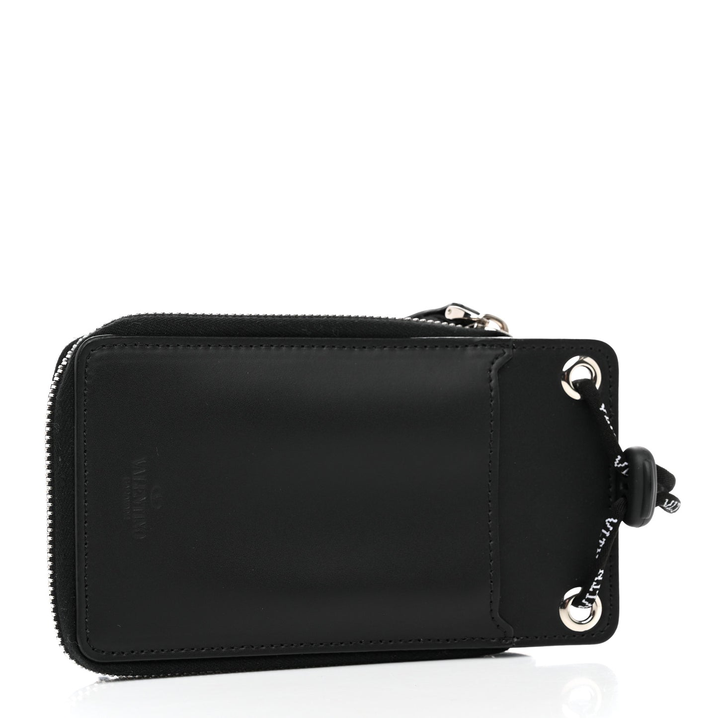 Calfskin VLTN Neck Strap Wallet Black