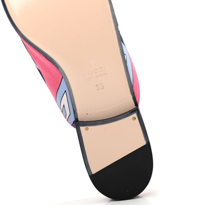 Gucci Satin GG Wallpaper Womens Princetown Slippers 35 Pink Flamboyant Blue Black 9 of 11