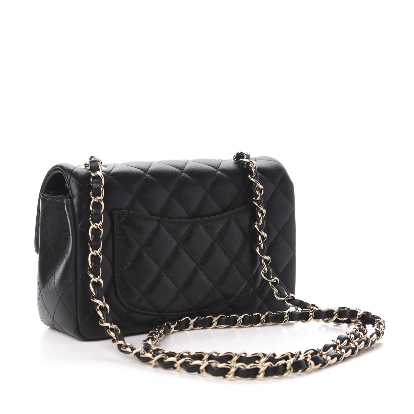 Lambskin Quilted Mini Rectangular Flap Black