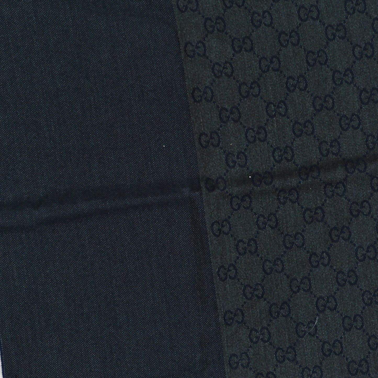 Wool GG Monogram HalfGG Fringe Scarf Anthracite Black