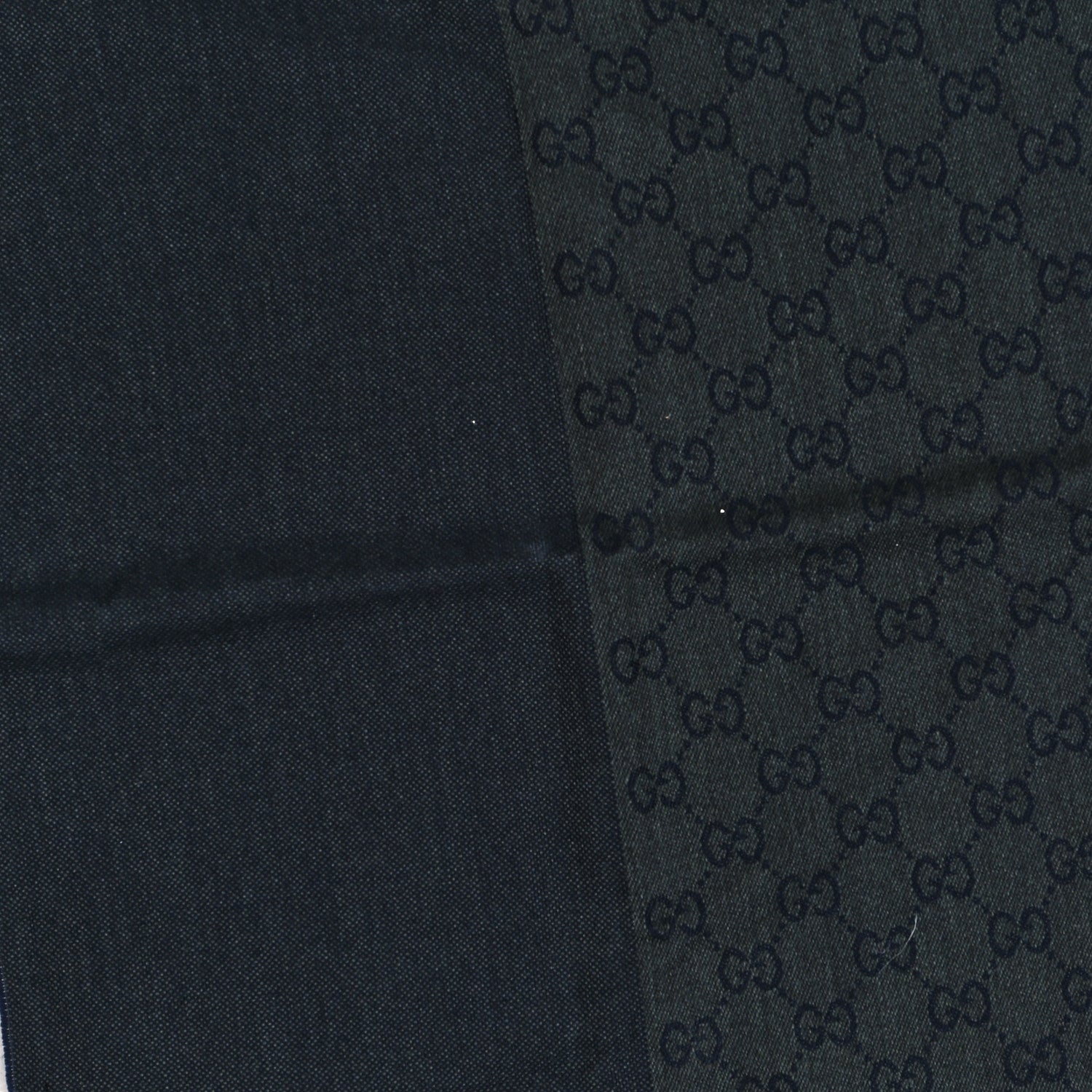 Gucci Wool GG Monogram HalfGG Fringe Scarf Anthracite Black 5 of 5