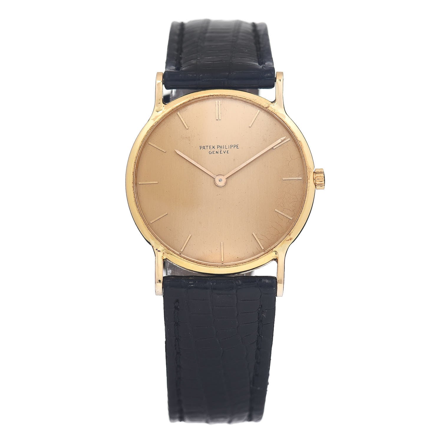 Patek Philippe 18K Yellow Gold Lizard 31mm Calatrava Manual Winding Watch Champagne 3512 1 of 5