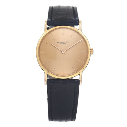 Patek Philippe 18K Yellow Gold Lizard 31mm Calatrava Manual Winding Watch Champagne 3512 1 of 5