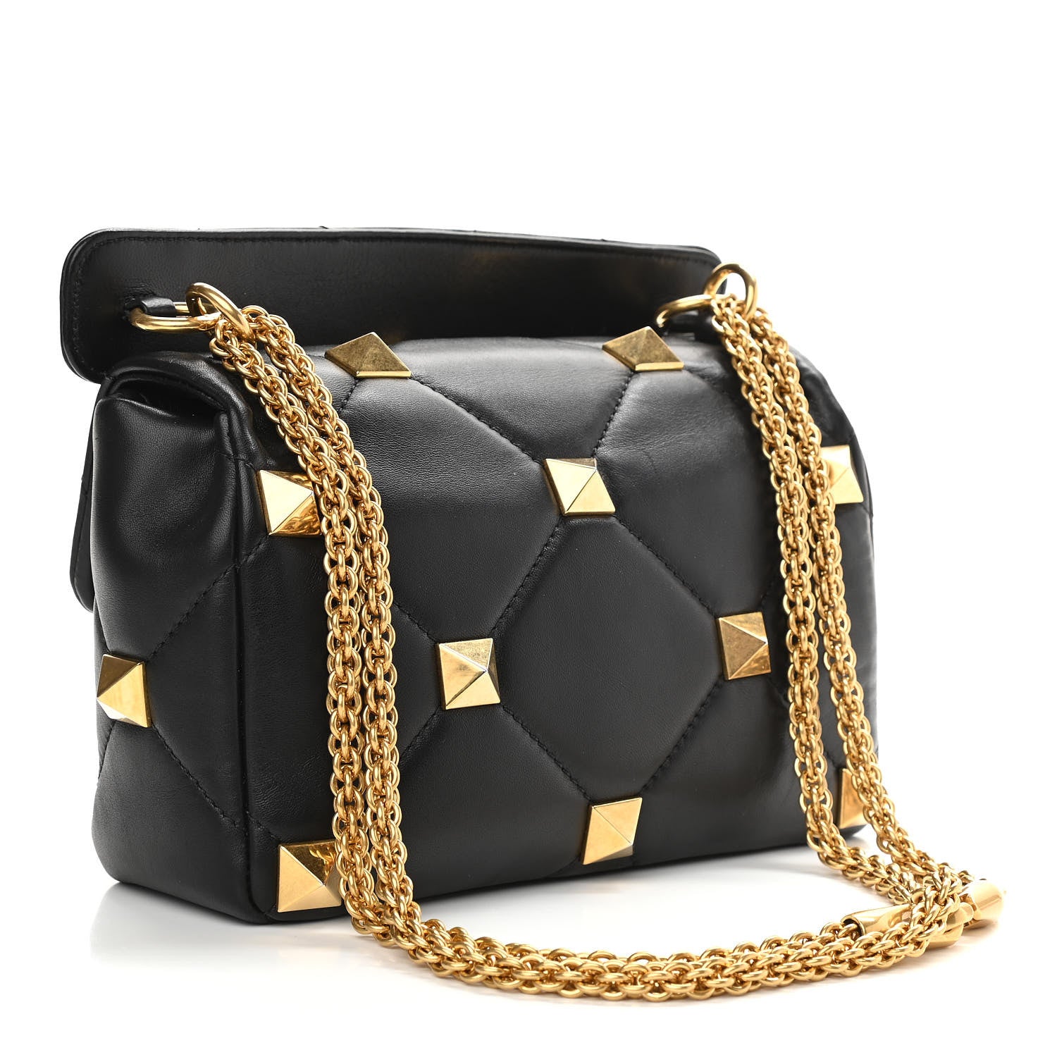 Valentino Garavani Nappa Large Roman Stud Shoulder Bag Black 3 of 11