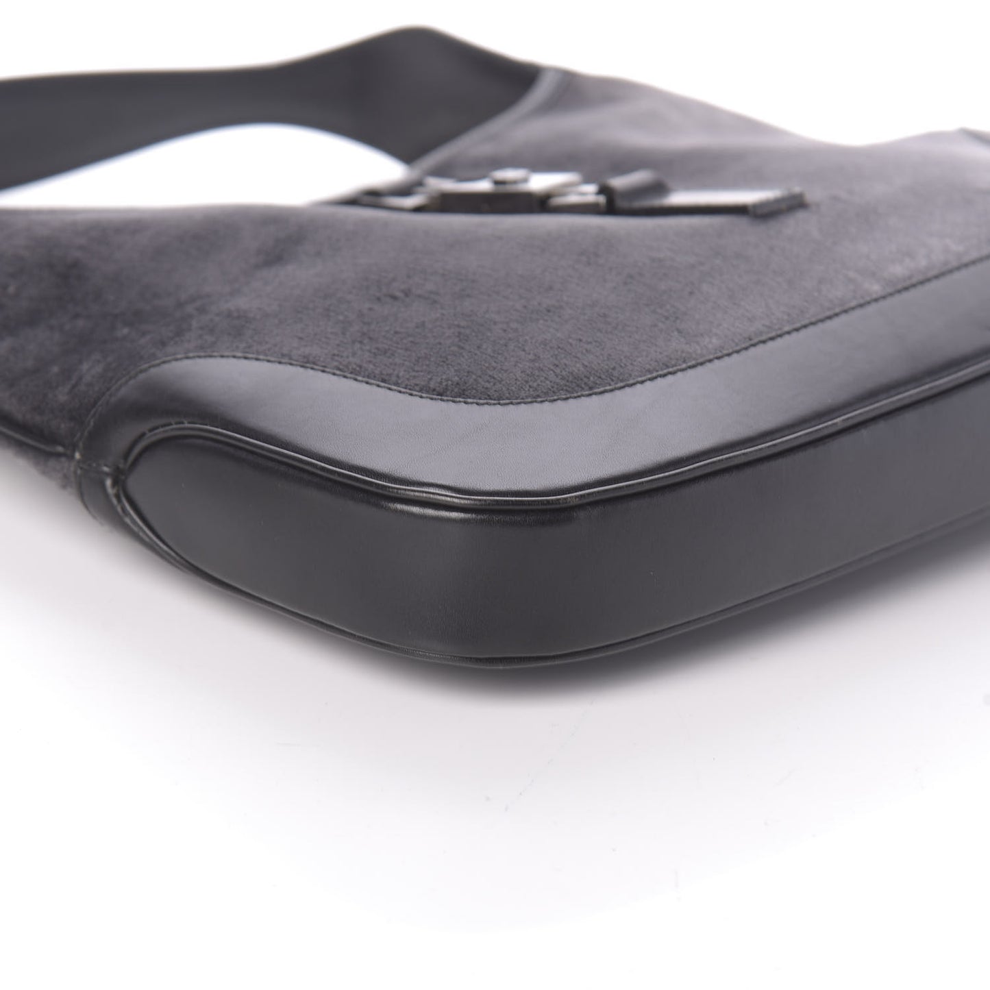 Velvet Calfskin Jackie O Hobo Grey Black