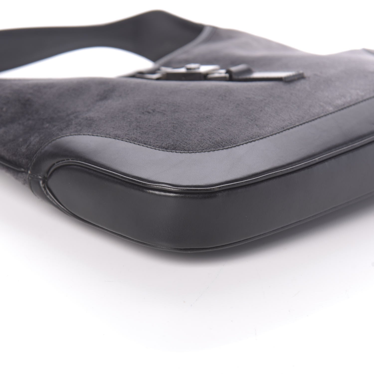 Gucci Velvet Calfskin Jackie O Hobo Grey Black 8 of 9