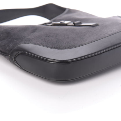 Gucci Velvet Calfskin Jackie O Hobo Grey Black 8 of 9