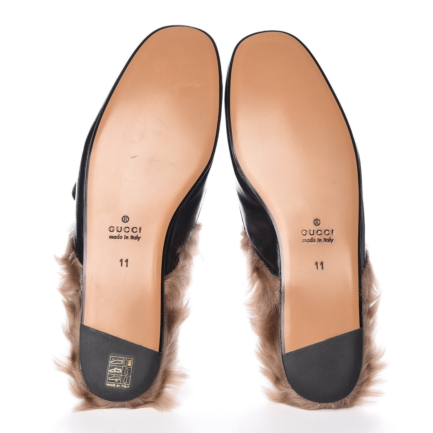 Gucci Goatskin Fur Web GG Skull Embroidered Mens Princetown Slippers 11 Black 7 of 9