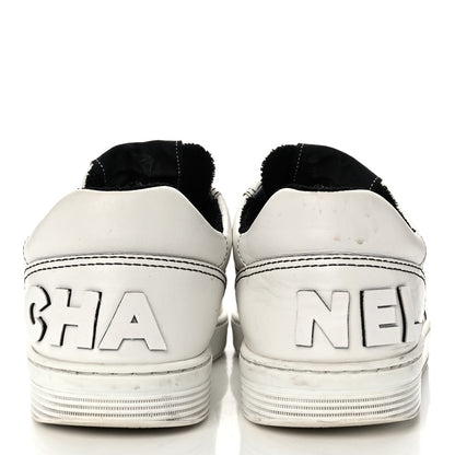 Chanel Calfskin Womens Logo Sneakers 40 Black White 5 of 12