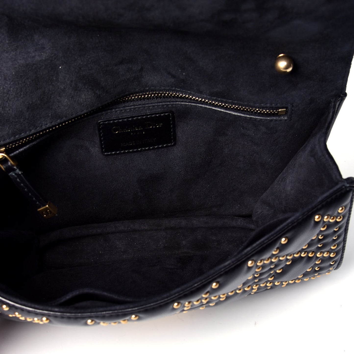 Lambskin Cannage Studded Large Dioraddict Flap Bag Black