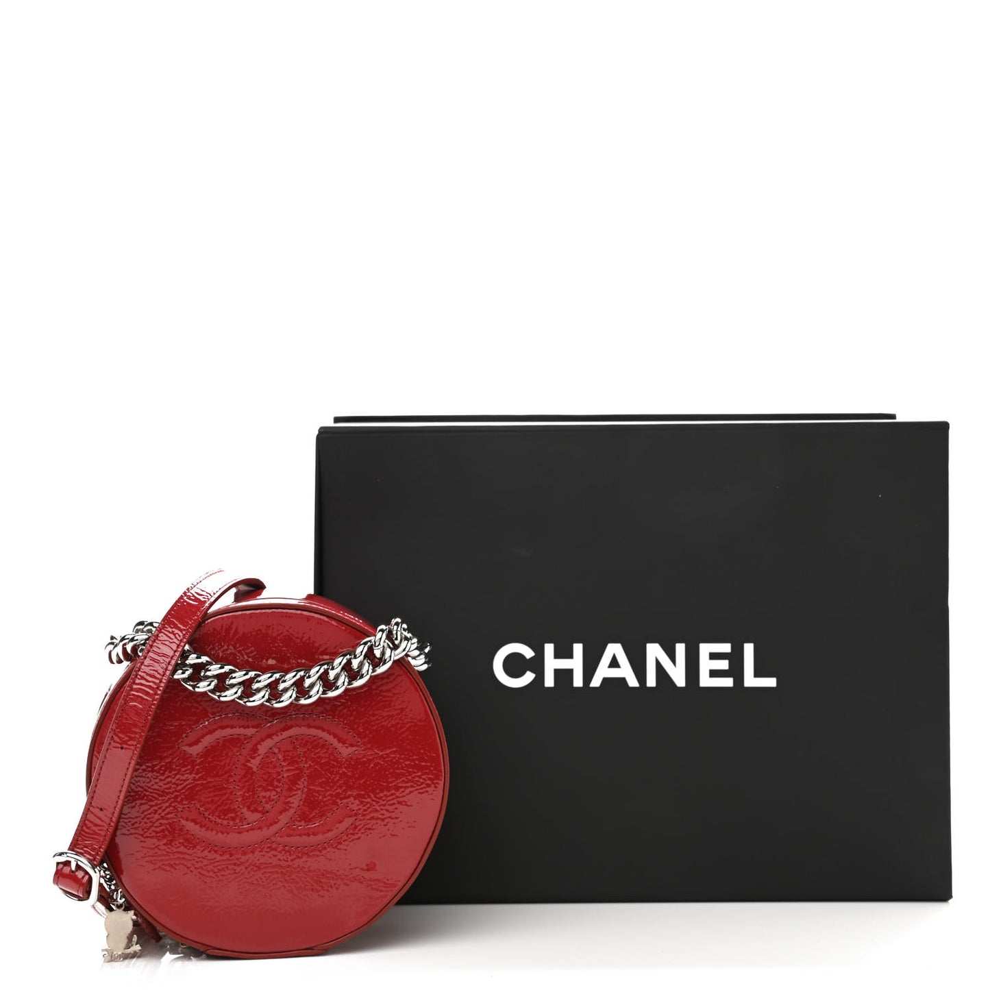 Patent Round As Earth Evening Bag Red