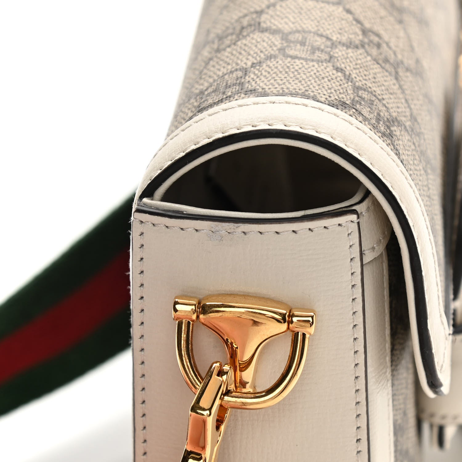 Gucci GG Supreme Monogram Web Mini Horsebit 1955 Shoulder Bag Beige Mystic White 11 of 12