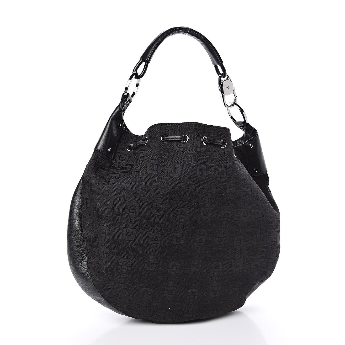 Horsebit Print Hobo Black