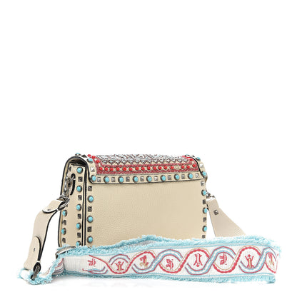 Valentino Garavani Calfskin Embroidered Medium Guitar Strap Rockstud Rolling Flap Saddle Bag 2 of 10