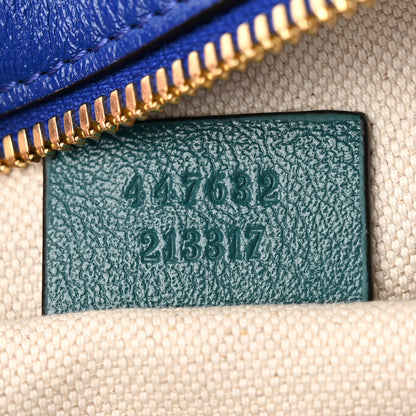 Gucci Azalea Calfskin Enamel Matelasse Diagonal Small Torchon GG Marmont Chain Shoulder Bag Imperial Blue Pavone 7 of 11