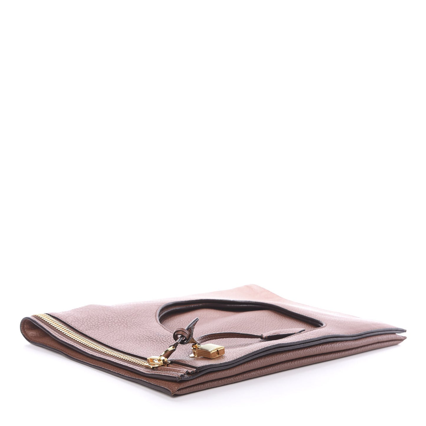 Calfskin Large Alix Padlock Zip Shoulder Bag Brown