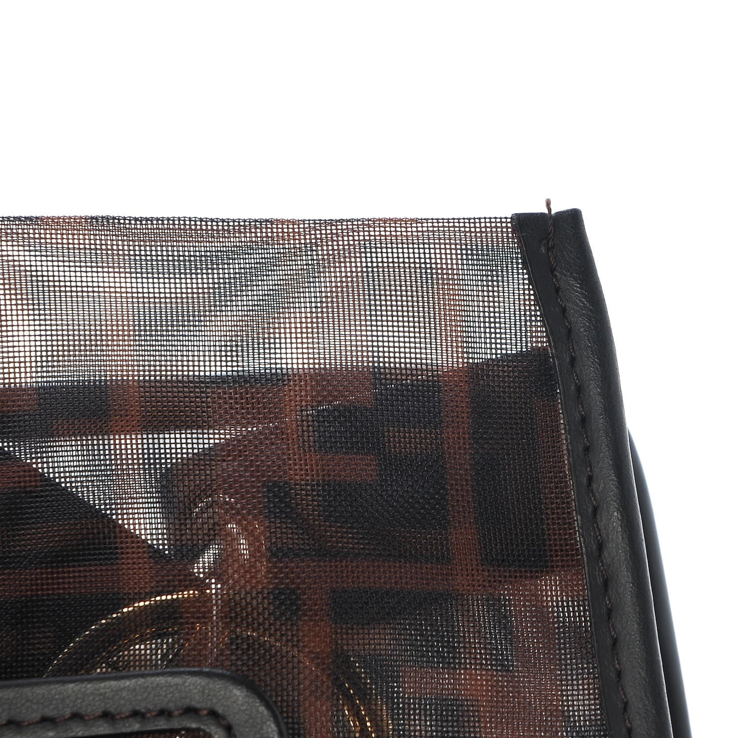 Fendi Mesh Vitello Century F is Fendi FF 1974 Regular Runaway Satchel Marrone Black Ebano 9 of 10
