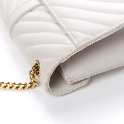 Saint Laurent Lambskin Matelasse Chevron Small Monogram Satchel Off White 18 of 21