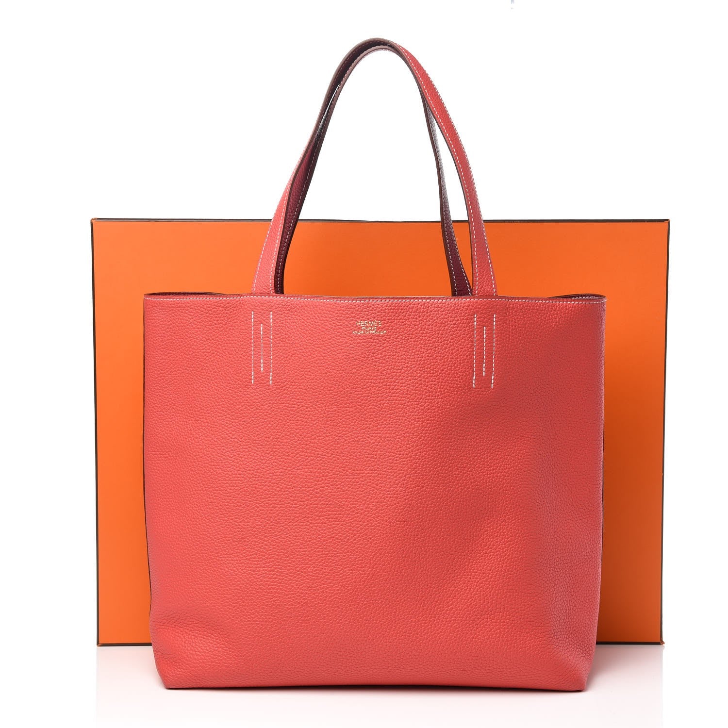 Hermes Taurillon Clemence Double Sens 45 Reversible Tote Rubis Bougainvillea 12 of 12