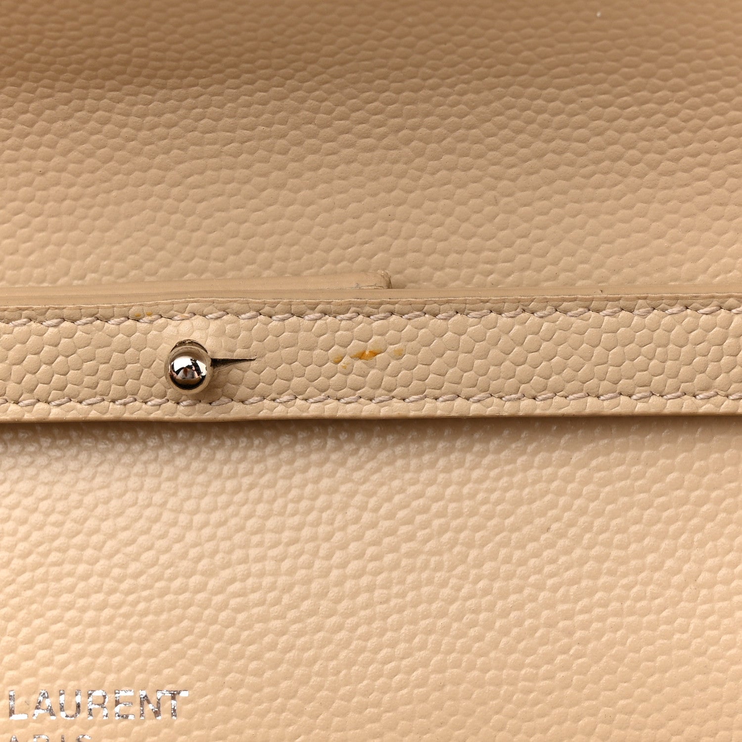 Saint Laurent Grain De Poudre Matelasse Chevron Monogram Chain Wallet Dark Beige 12 of 12