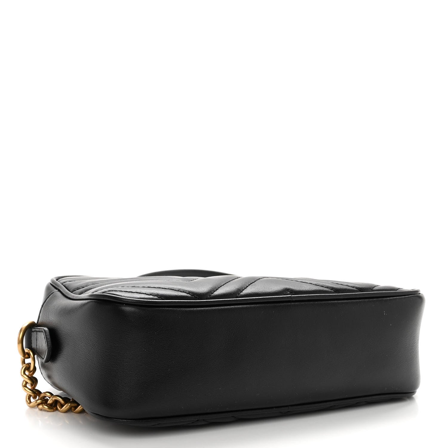 Gucci Calfskin Matelasse Small GG Marmont Chain Shoulder Bag Black 4 of 11