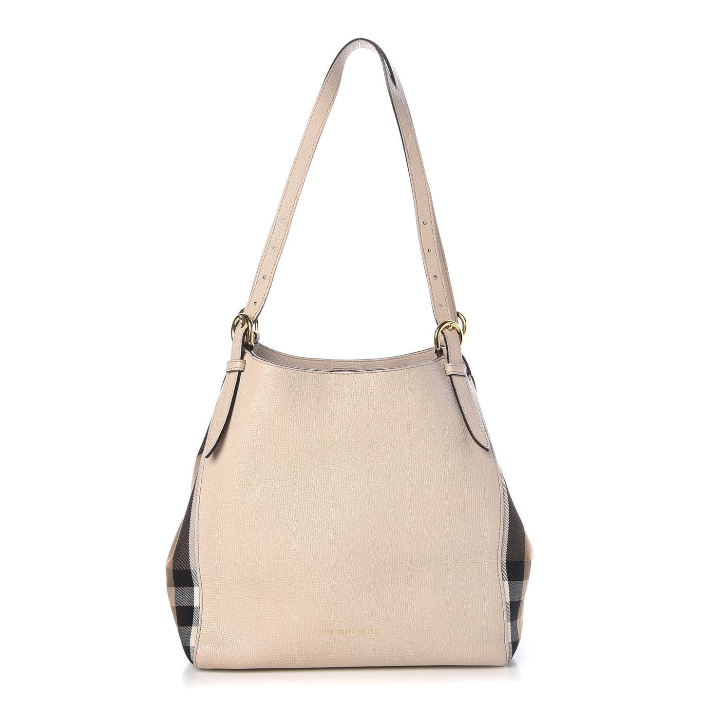 Grainy Calfskin House Check Small Canterbury Tote Limestone