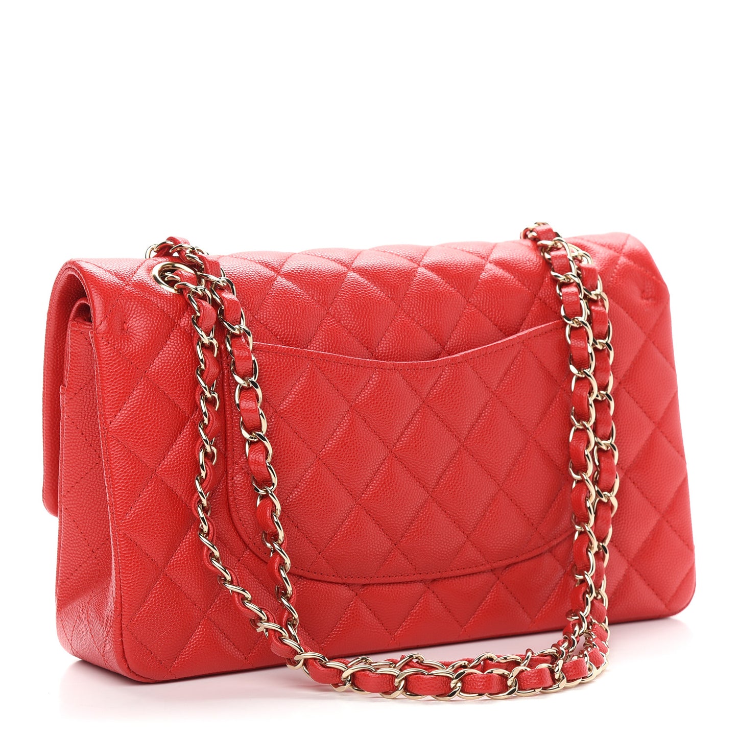Caviar Quilted Medium Double Flap Red