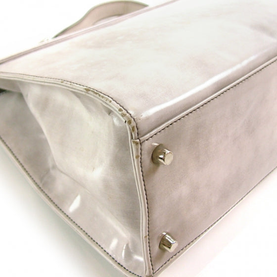 Prada Leather Framed Jacquard Logo Handbag Gray 7 of 11
