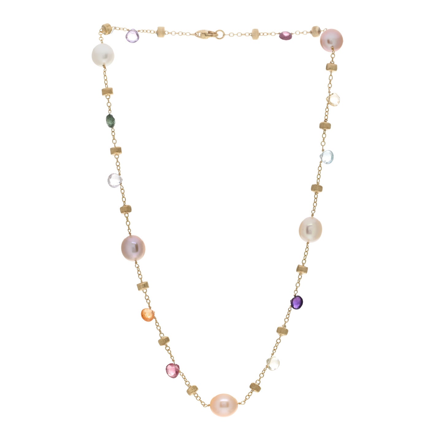 18K Yellow Gold Paradise Pearl Multi Gemstone Paradise Necklace