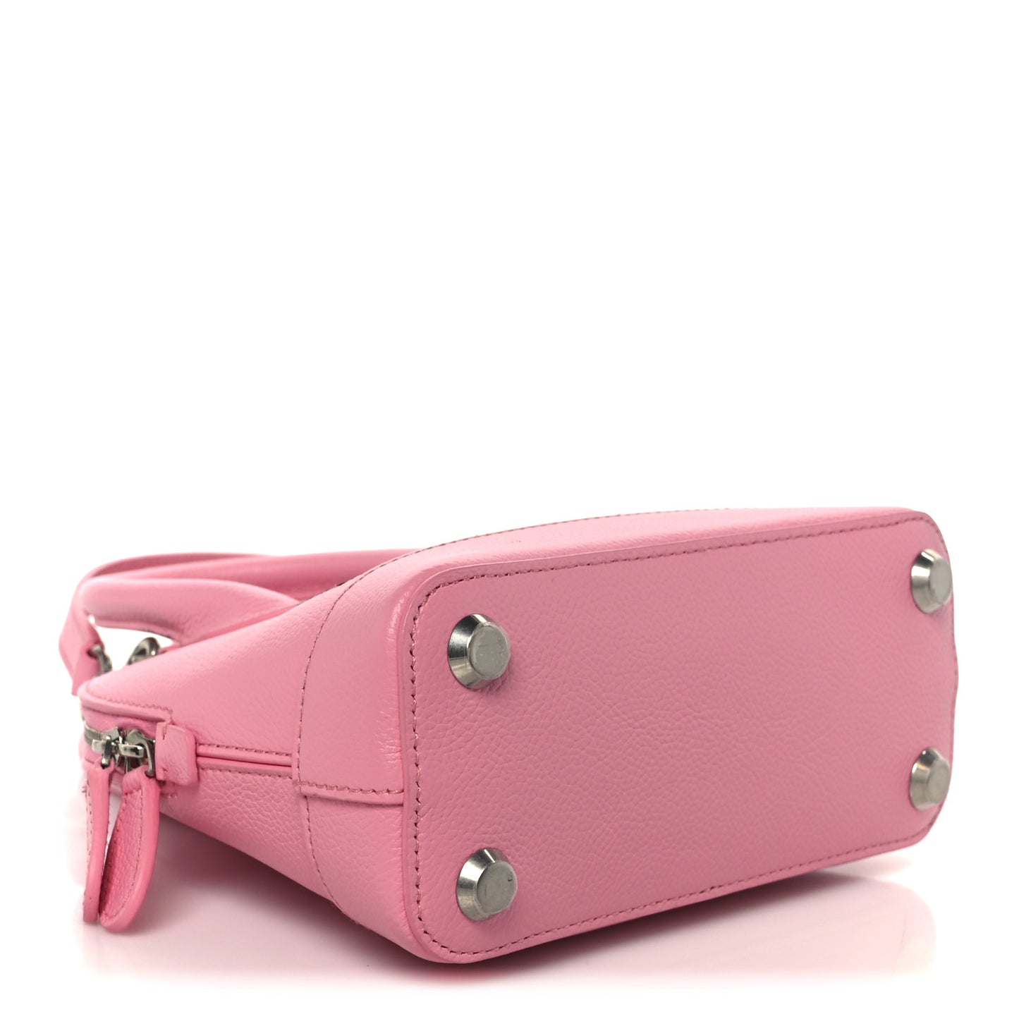Signature Grained Calfskin Logo XXS Ville Top Handle Bag Rose Bubblegum Black