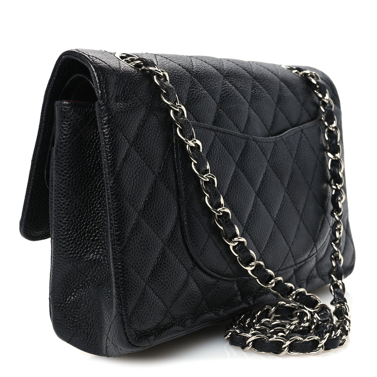 Caviar Quilted Medium Double Flap Black